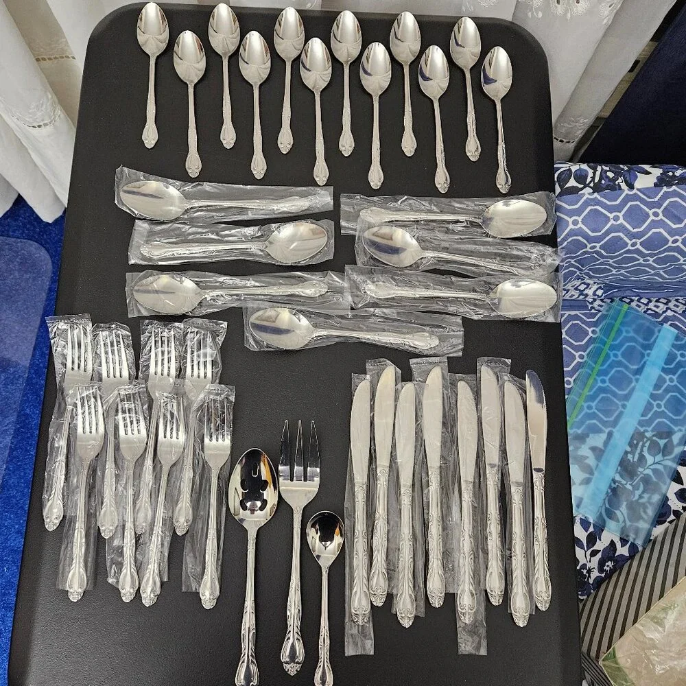 Vintage National Stainless Korea Flatware - 35 pcs. + 3 Serving Pcs.
